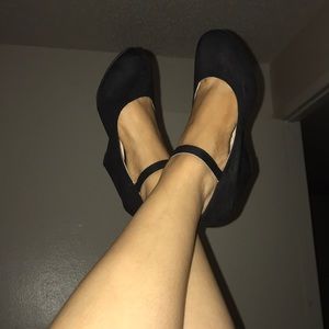 Black Suede Mary Jane Shoes